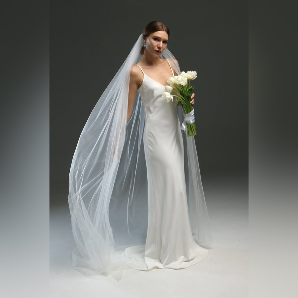 Designer Light Ivory Cathedral/Royal Wedding Veil with Cut Edge - Soft Tulle 🤍✨
